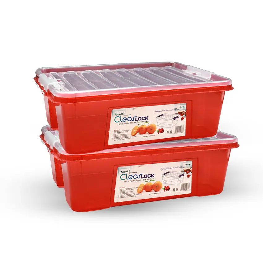 Clear Lock Storage Box Pack of 2 Large - (10Litre) Transparent Airtight Food Storage Container - BPA-Free Kitchen Organizer Box for Fresh Food & Pantry Storage - O.Green