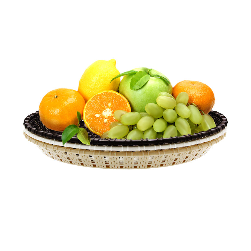 Delight Multipurpose Basket (Pack of 3) Compartment Serving Tray - Elegant Dry Fruit, Snacks & Dessert Tray for Home Serving - Cream