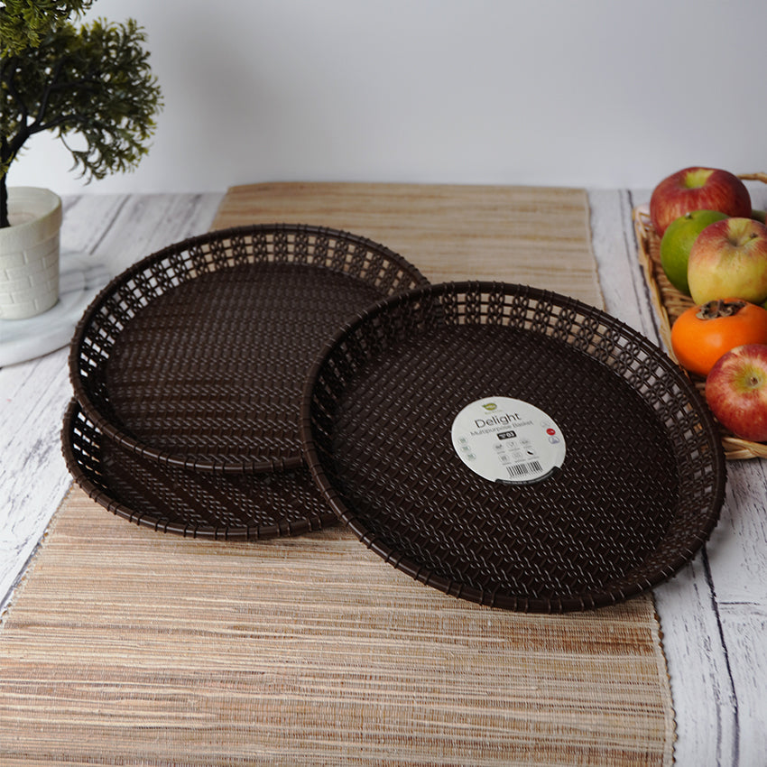 Delight Multipurpose Basket (Pack of 3) Compartment Serving Tray - Elegant Dry Fruit, Snacks & Dessert Tray for Home Serving - Beige