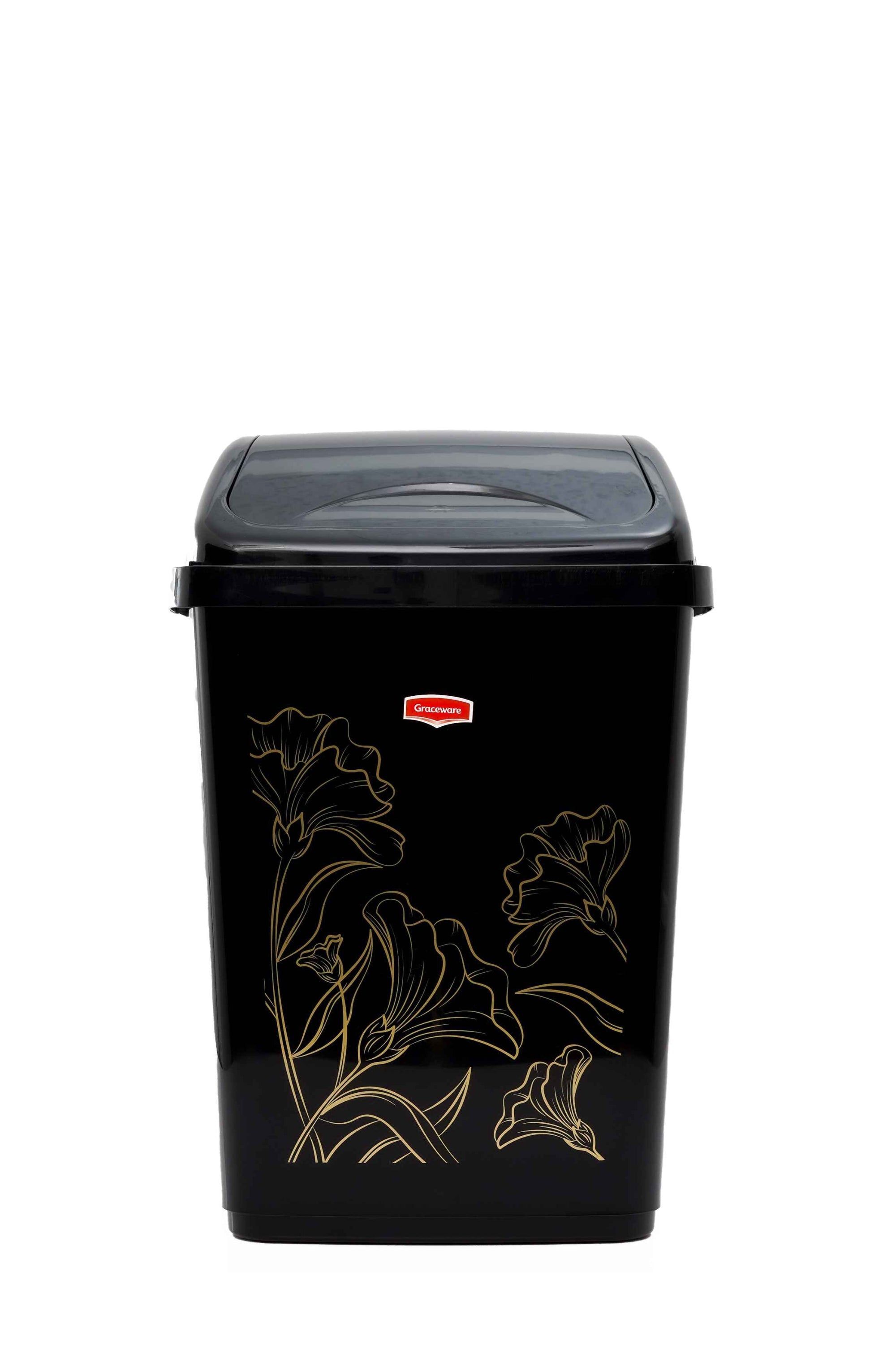 Plastic Dustbin 11L | Compact Swing Lid Waste Bin with Color Variants Black - Malik Mart P156