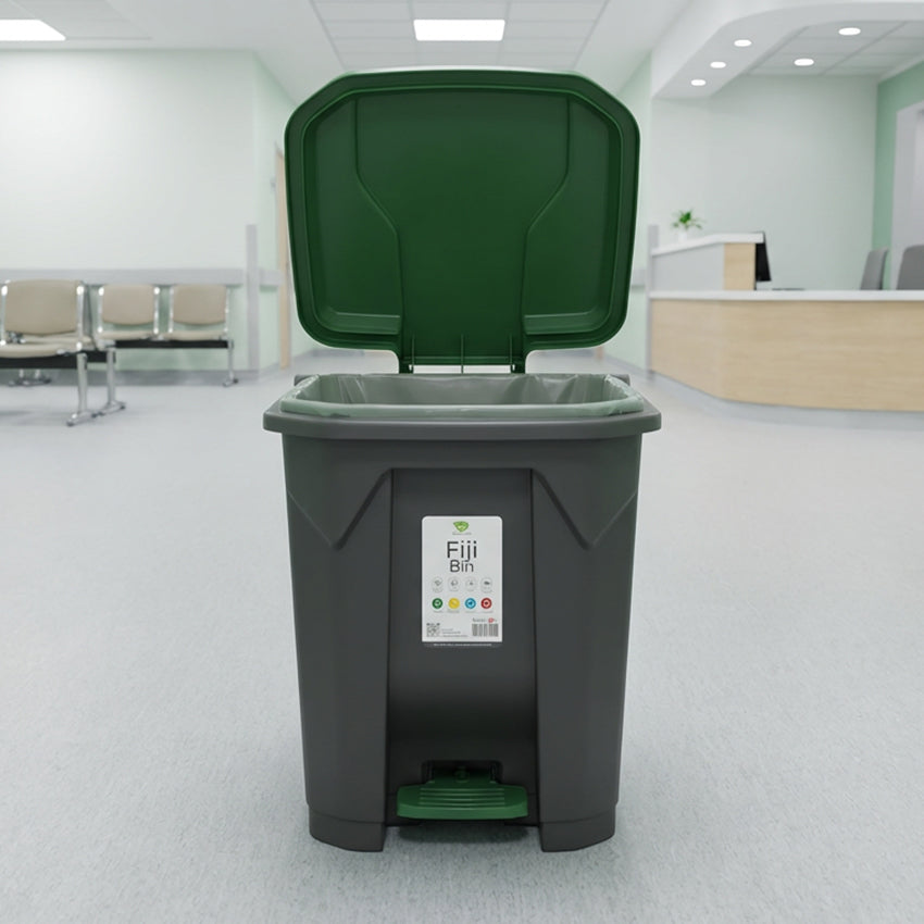 Fiji Bin dustbin - (30Litre) Swing Top Dustbin - Compact Waste Bin for Kitchen, Bathroom, Office & Bedroom - Green