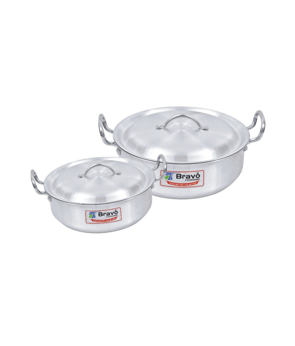 Metal Finish Flat Karahi Set