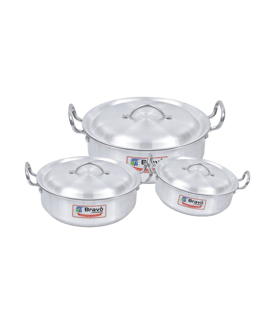 Metal Finish Flat Karahi Set
