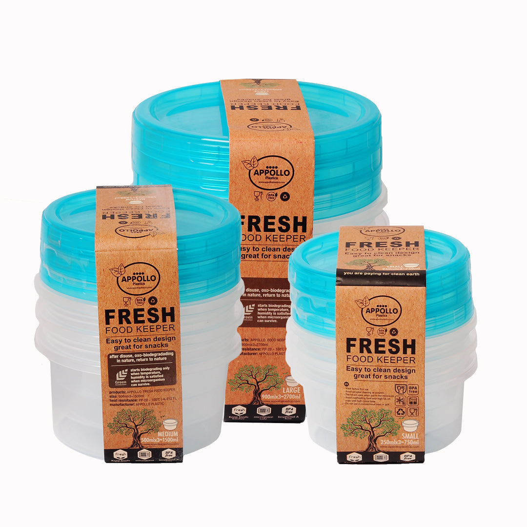 Fresh Food Keeper 9 Piece Bundle (3 set each: 200ml/500ml/900ml) Airtight Food Storage Container - BPA-Free Kitchen Organizer Box for Fresh Food & Pantry Storage - 200ml/500ml/900ml