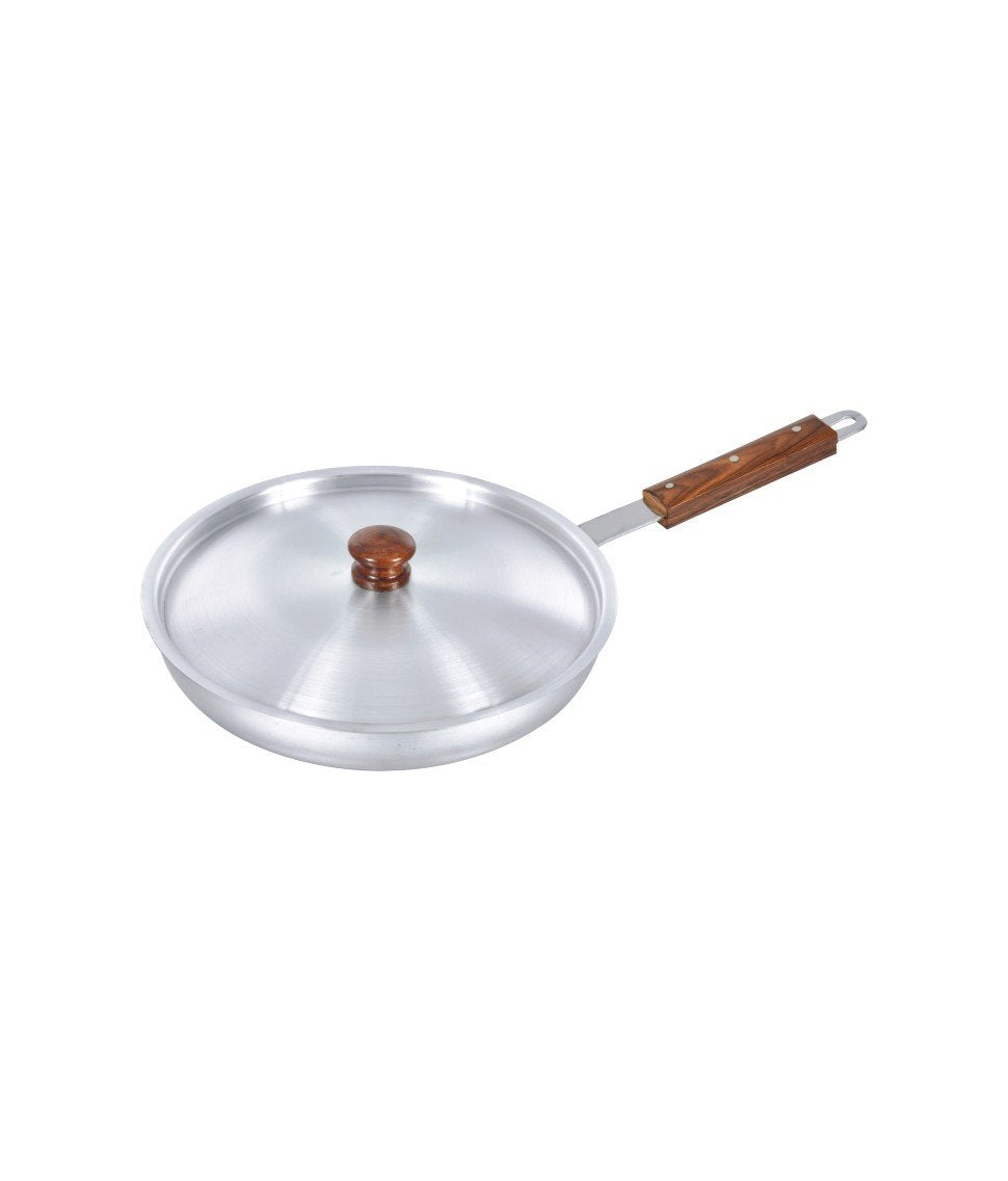 Metal Finish Fry Pan With Aluminium Lid