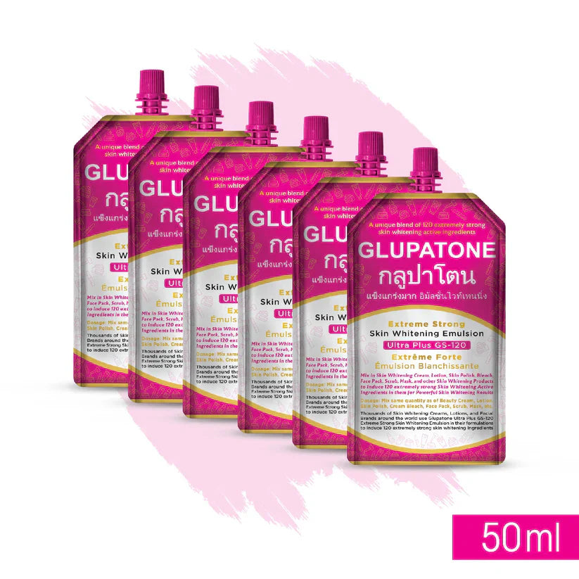 Gluptone Extreme Strong Whitening Emulsion Ultra Plus GS-120 For Face & Body 50ml (Pack Of 6)