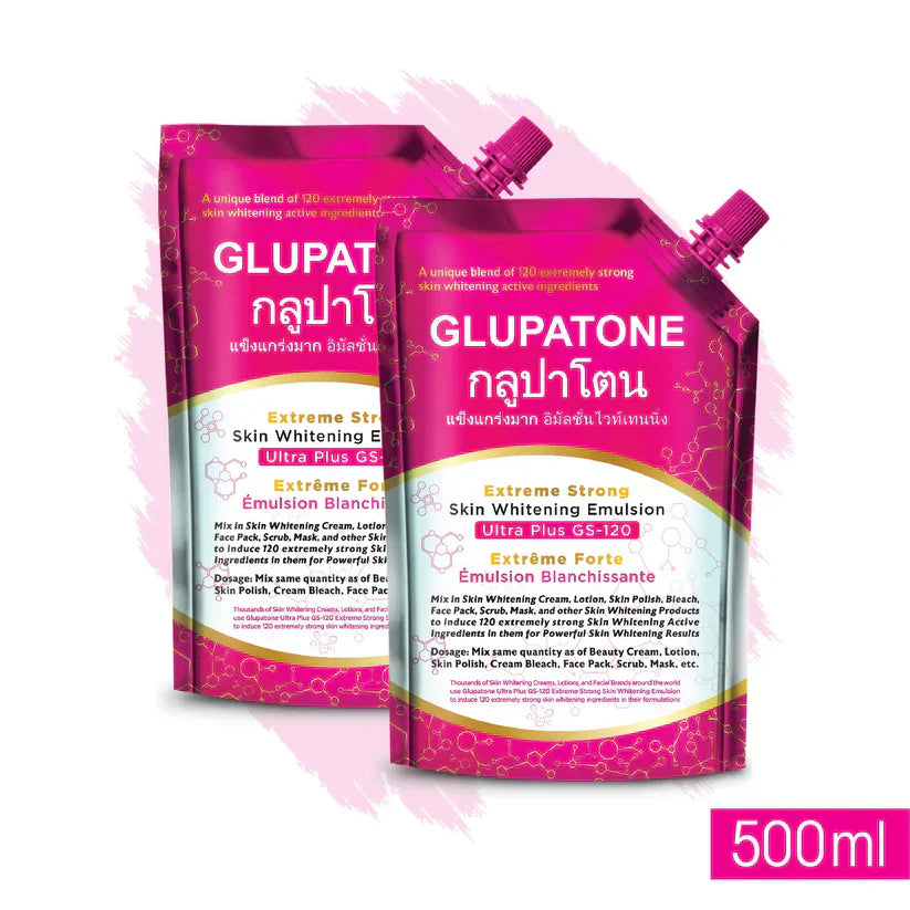 Gluptone Extreme Strong Whitening Emulsion Ultra Plus GS-120 For Face & Body 500ml (Pack Of 2)