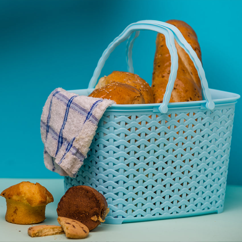 Grace Basket Model 1 Pack of 2 Multi-Purpose Storage Basket - Lightweight Home, Kitchen, Bathroom & Closet Organizer - Peach
