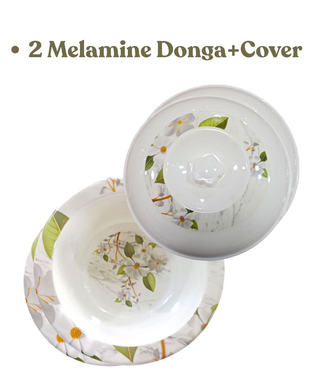 Green Floral Melamine Dinner Set | Durable Serving Plates & Bowls Set