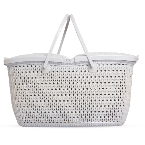 Plastic Picnic Basket | Outdoor Food Storage & Carry Basket - Grey - Malik Mart P206