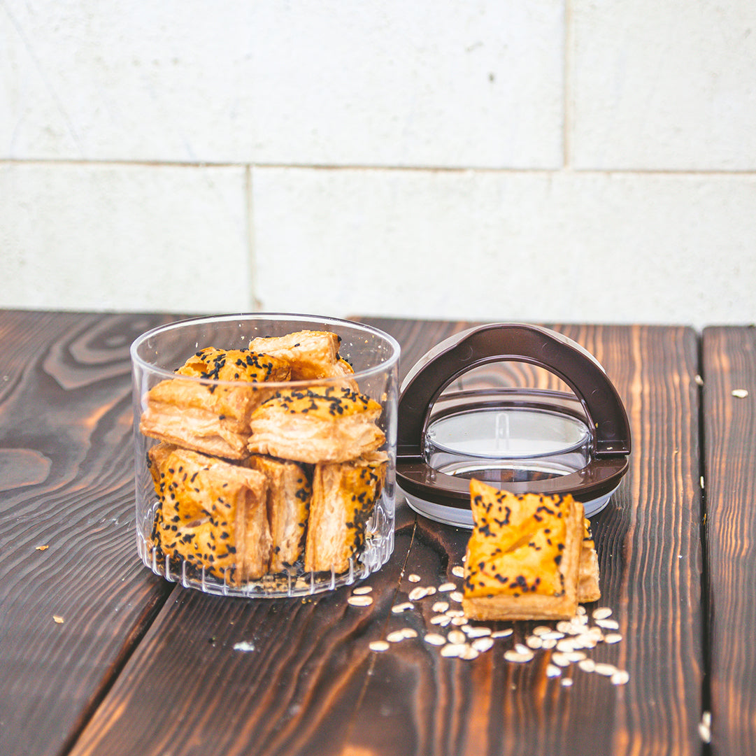 Candy Acrylic Jar Small - (600ml) Airtight Storage Jar - Stylish Kitchen Jar for Dry Fruits, Snacks, Spices & Pantry Items - Brown