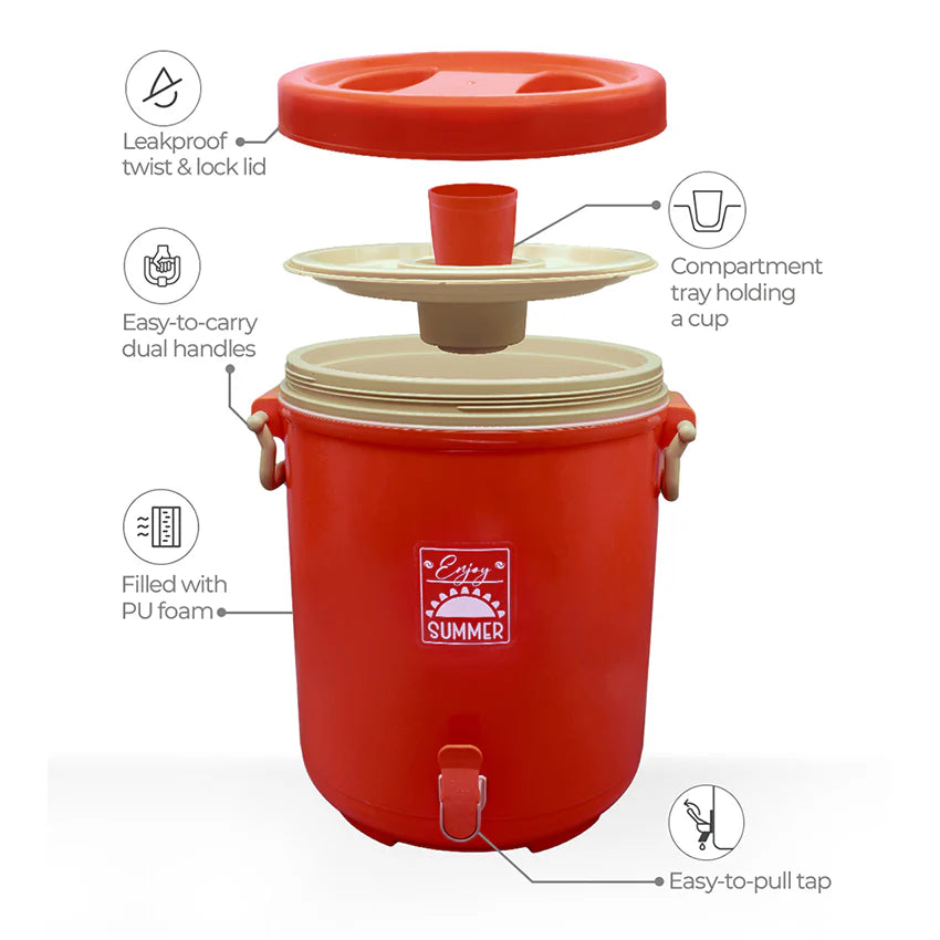 Magnum Cooler 22 Litre Insulated Portable Water Cooler - BPA-Free Drink Storage for Home, Picnic & Outdoor Use - Green