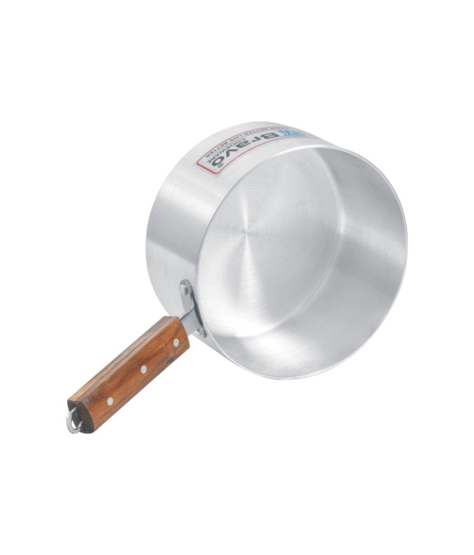 Metal Finish Sauce Pan Wooden Handle
