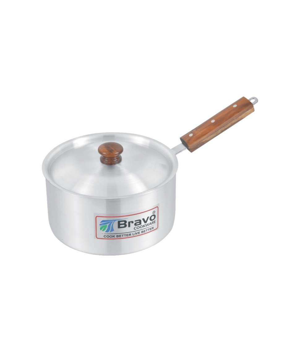 Metal Finish Sauce Pan Wooden Handle