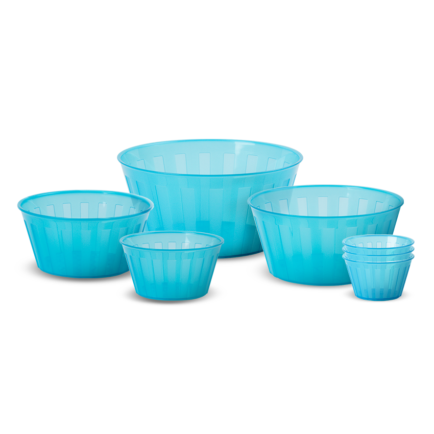 Milan Bowl Pack of 7 Serving Bowl Set - Lightweight Kitchen Bowls for Snacks, Salad, Food Prep & Serving - Turqoise