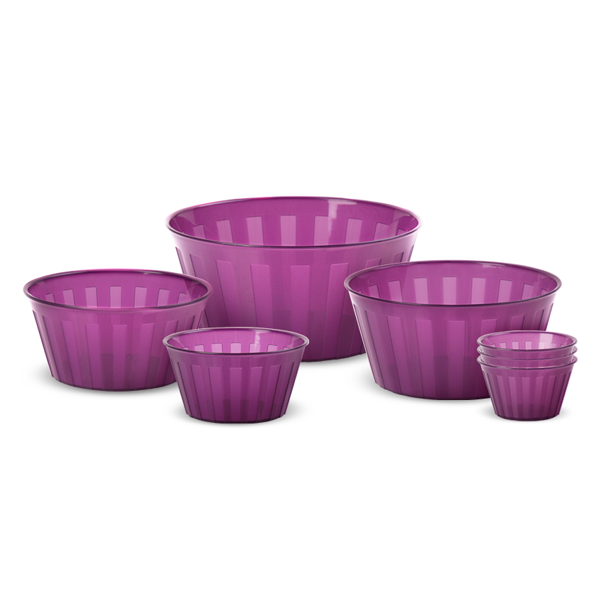 Milan Bowl Pack of 7 Serving Bowl Set - Lightweight Kitchen Bowls for Snacks, Salad, Food Prep & Serving - Smoke