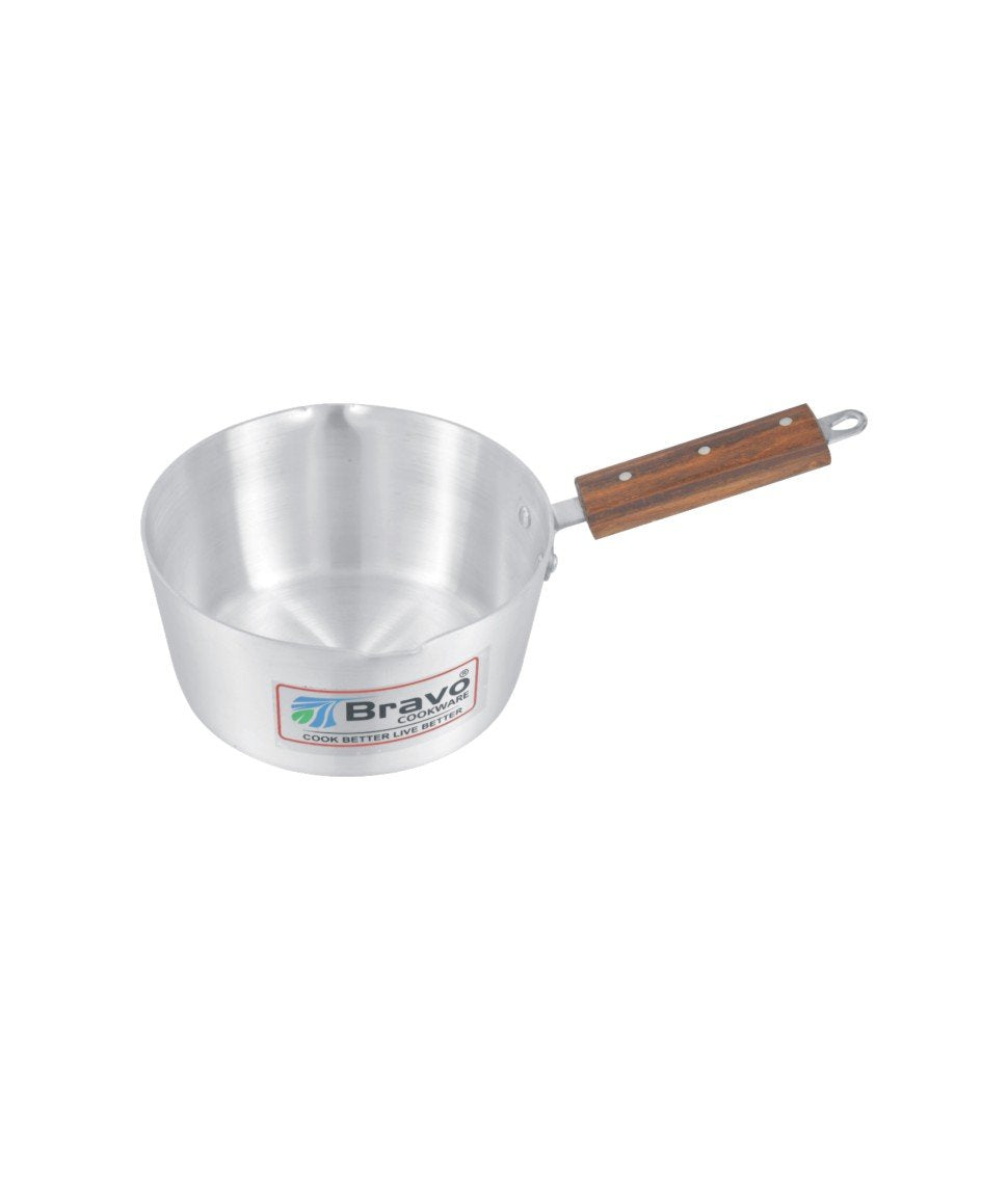 Metal Finish Milk Pan With Wooden Handle