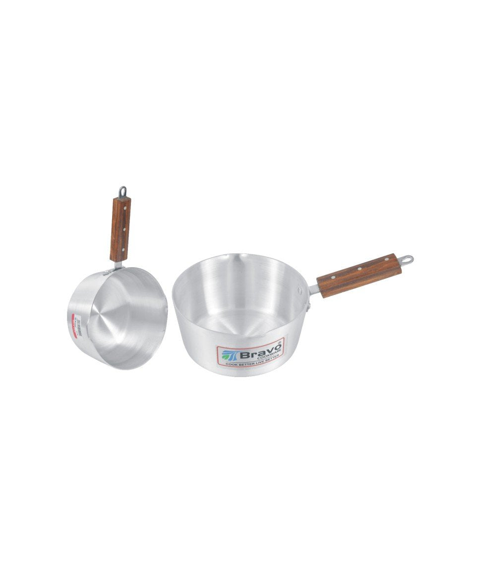 Metal Finish Milk Pan With Wooden Handle