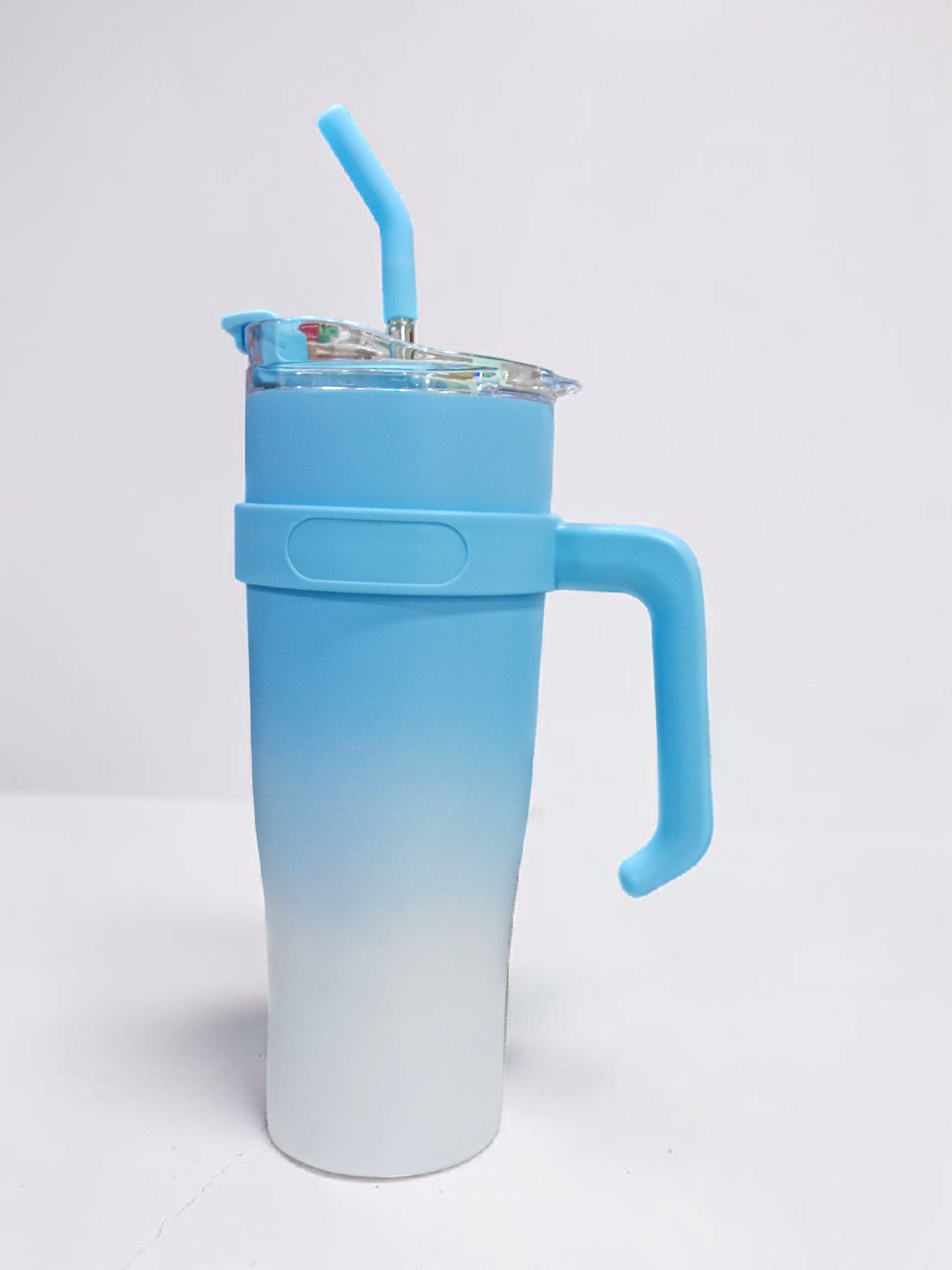 Insulated Stainless Steel Tumbler with Handle & Straw | Ombre Travel Mug