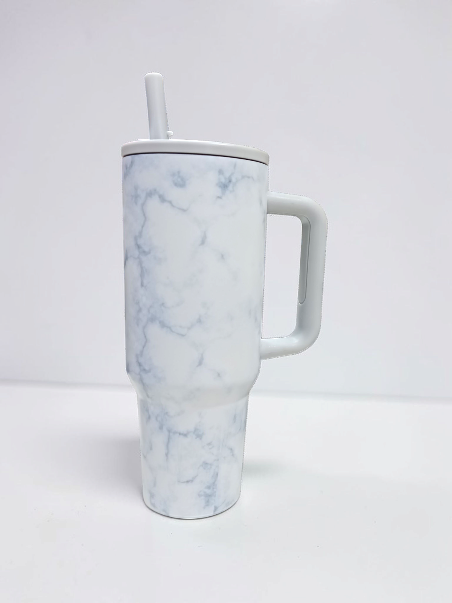 1200ml Marble Design Travel Tumbler with Handle and Straw | Stainless Steel Mug for Daily Use
