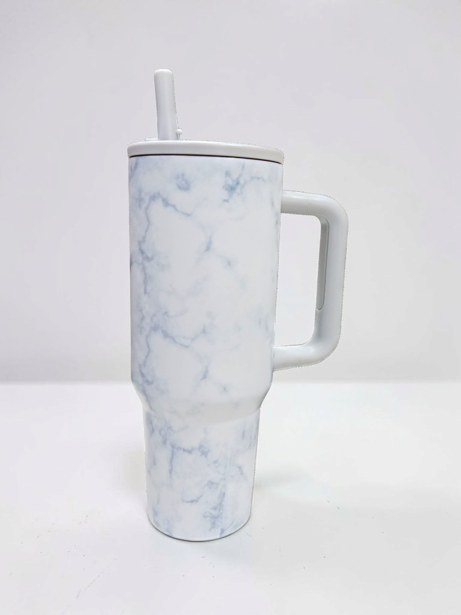 1200ml Marble Design Travel Tumbler with Handle and Straw | Stainless Steel Mug for Daily Use