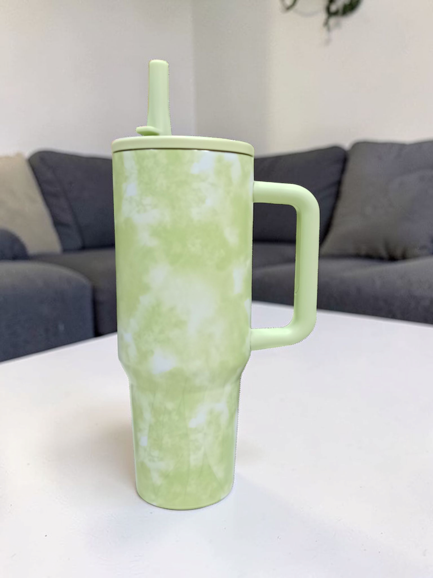 1200ml Marble Design Travel Tumbler with Handle and Straw | Stainless Steel Mug for Daily Use