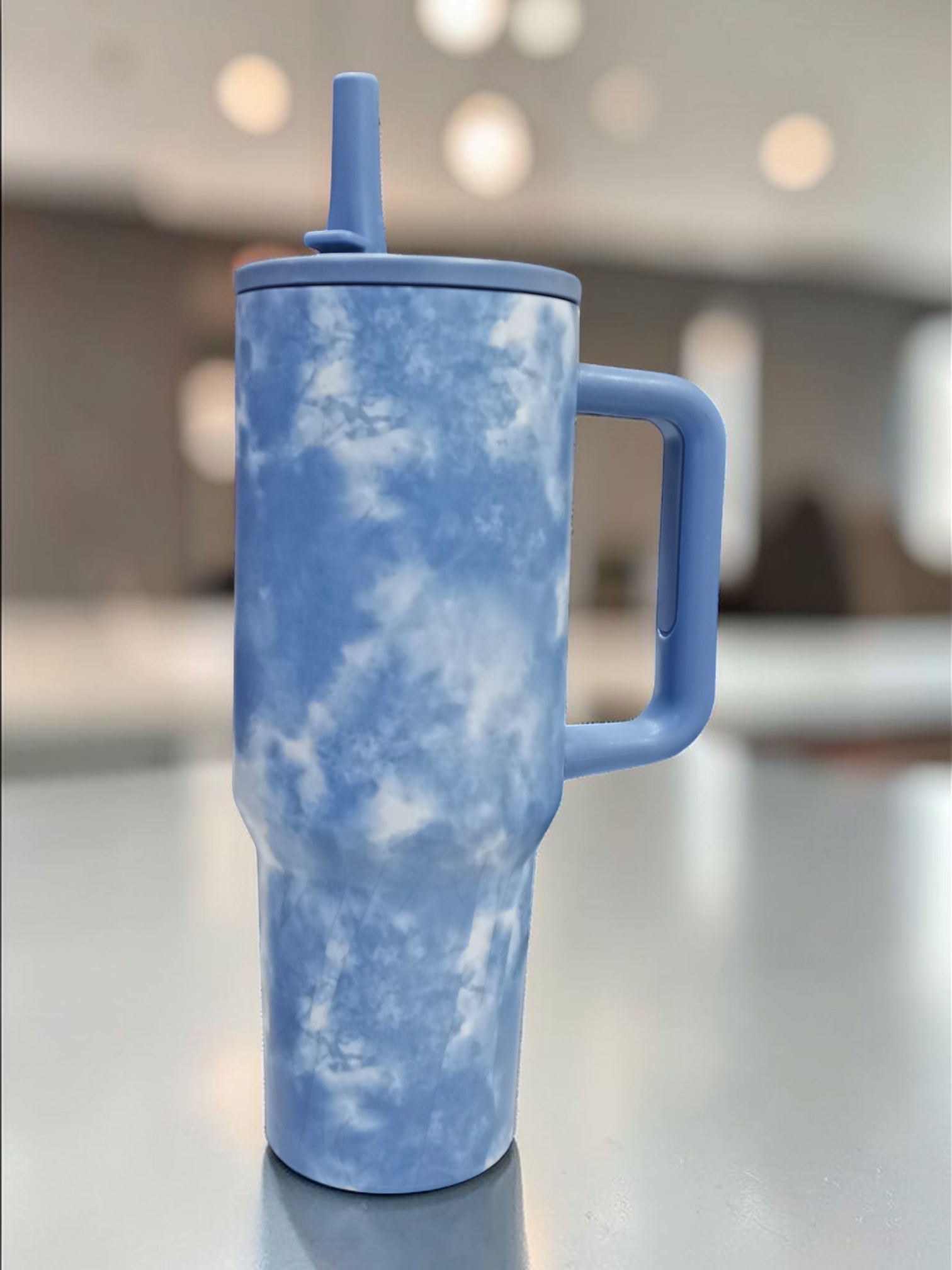 1200ml Marble Design Travel Tumbler with Handle and Straw | Stainless Steel Mug for Daily Use