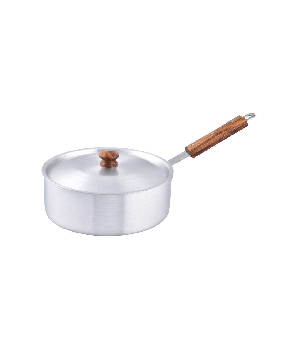 Metal Finish Deep Fry Pan With Wooden Handle