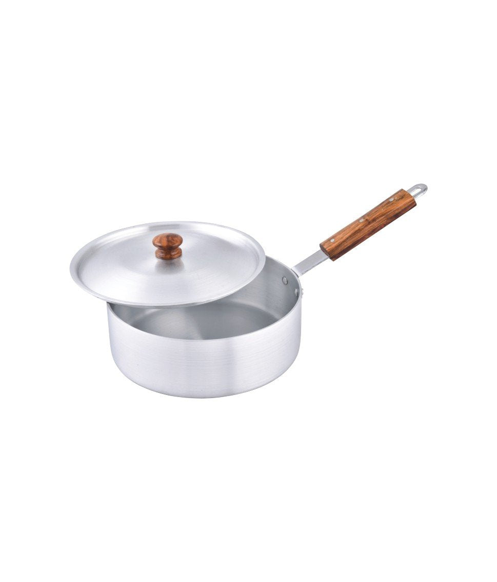 Metal Finish Deep Fry Pan With Wooden Handle
