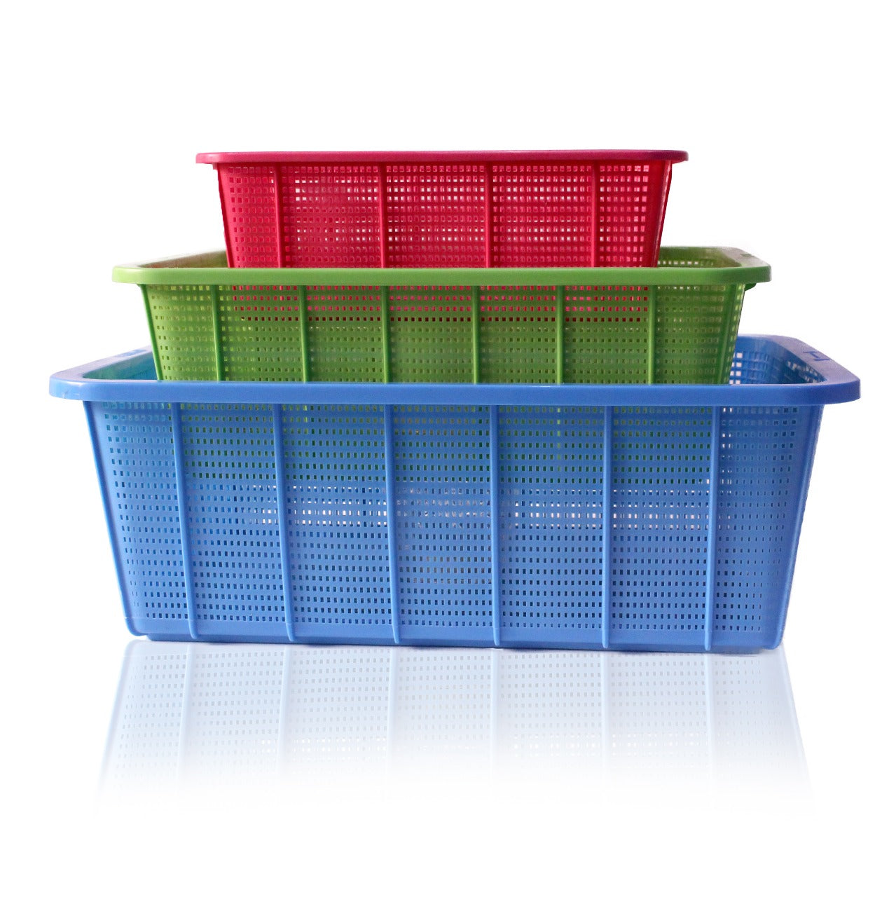 Rainbow Baskets Pack of 3 - (S/M/L) Airtight Food Storage Container - BPA-Free Kitchen Organizer Box for Fresh Food & Pantry Storage