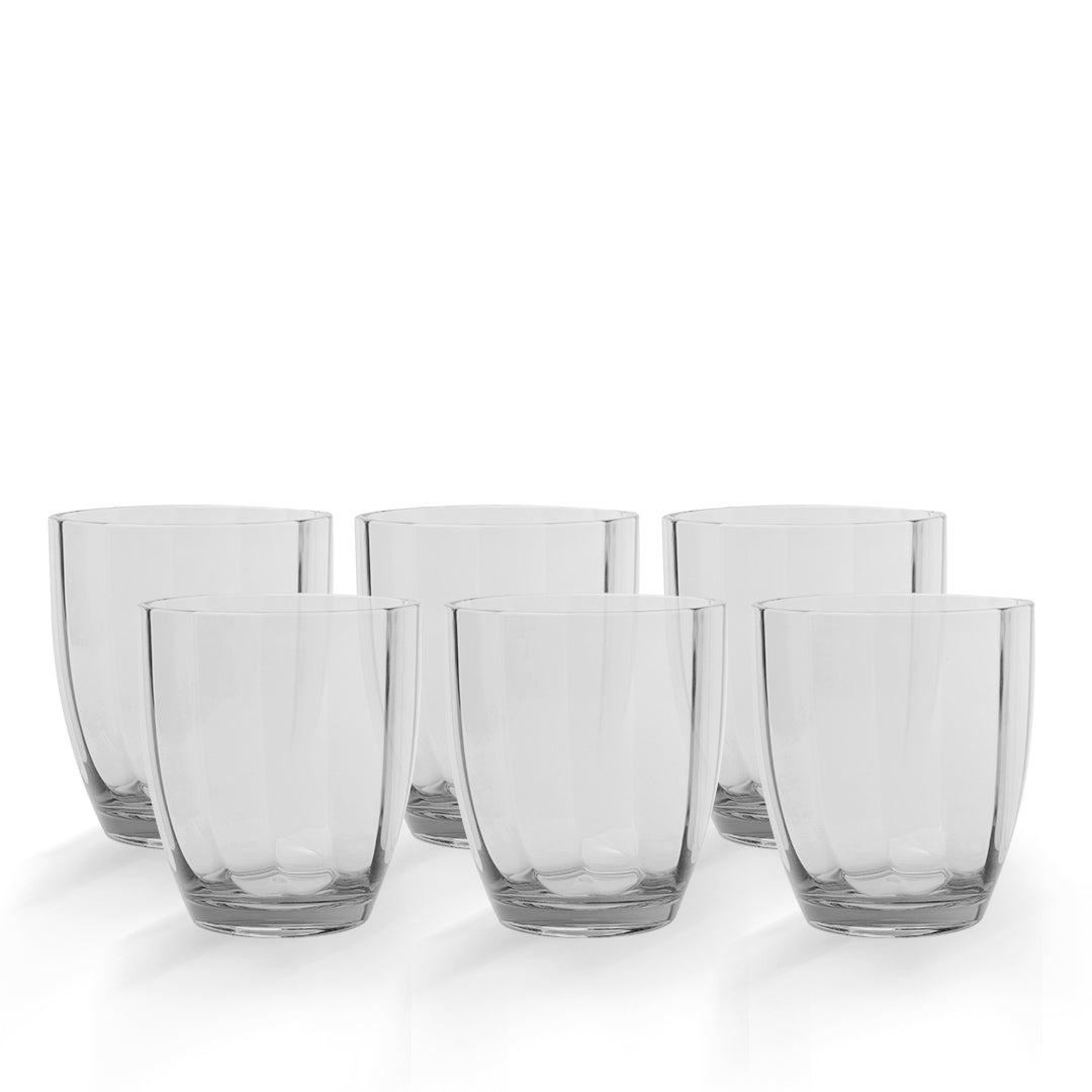 Real Acrylic Glass Model 2 Pack of 6 - (400ml) Acrylic Glass Set - Durable Drinkware for Juice, Water, Cold Drinks & Daily Serving - Natural