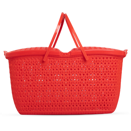 Plastic Picnic Basket | Outdoor Food Storage & Carry Basket - Red - Malik Mart P210