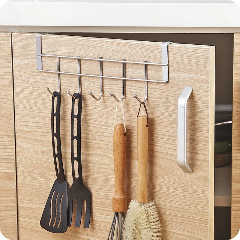 Stainless Multifunctional Towel Hanger Steel Door Hook Punch Free Storage Holder