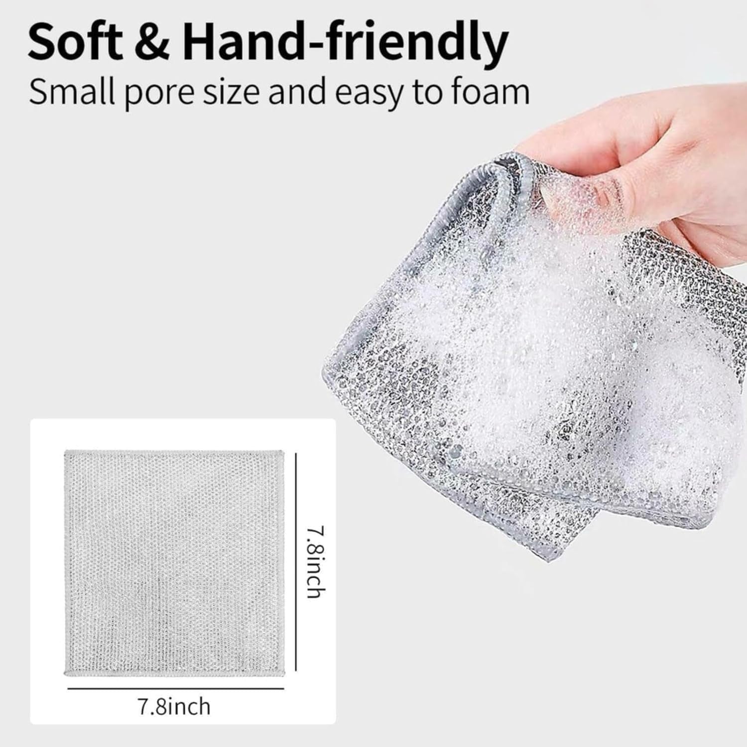 Pack of 5 Non Scratch Wire Dish Cleaning Cloths Multi Layer Metal Mesh Dishwashing Rags