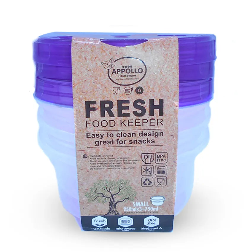 Fresh Food Container Pack of 6 Small - (250ml) Airtight Food Storage Container - BPA-Free Kitchen Organizer Box for Fresh Food & Pantry Storage - Turqoise