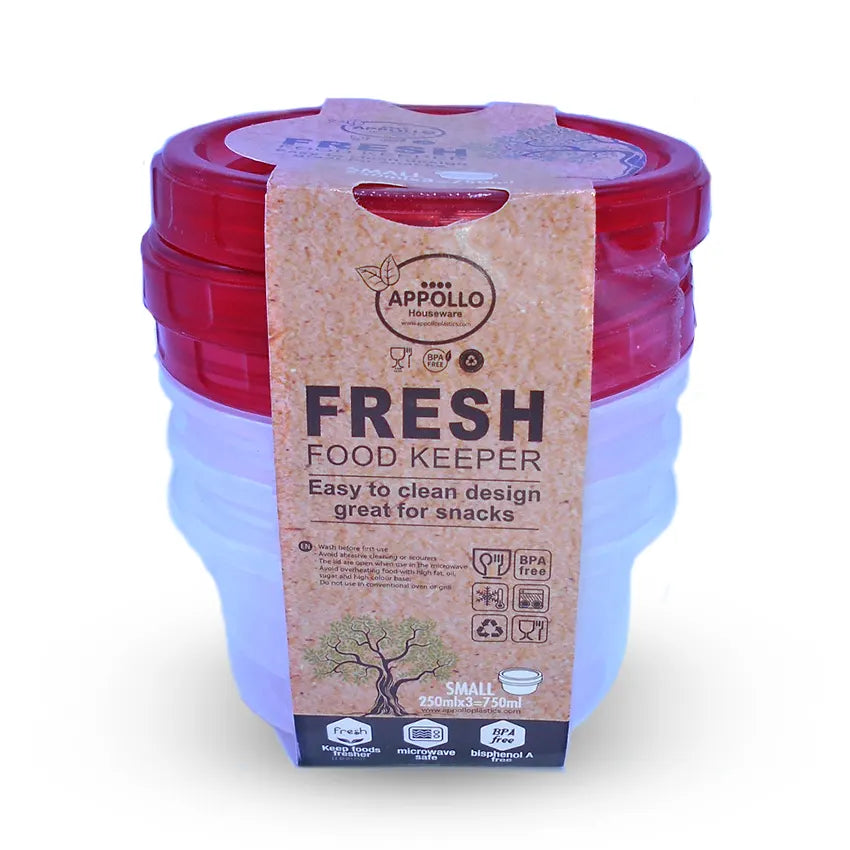 Fresh Food Container Pack of 6 Small - (250ml) Airtight Food Storage Container - BPA-Free Kitchen Organizer Box for Fresh Food & Pantry Storage - Red