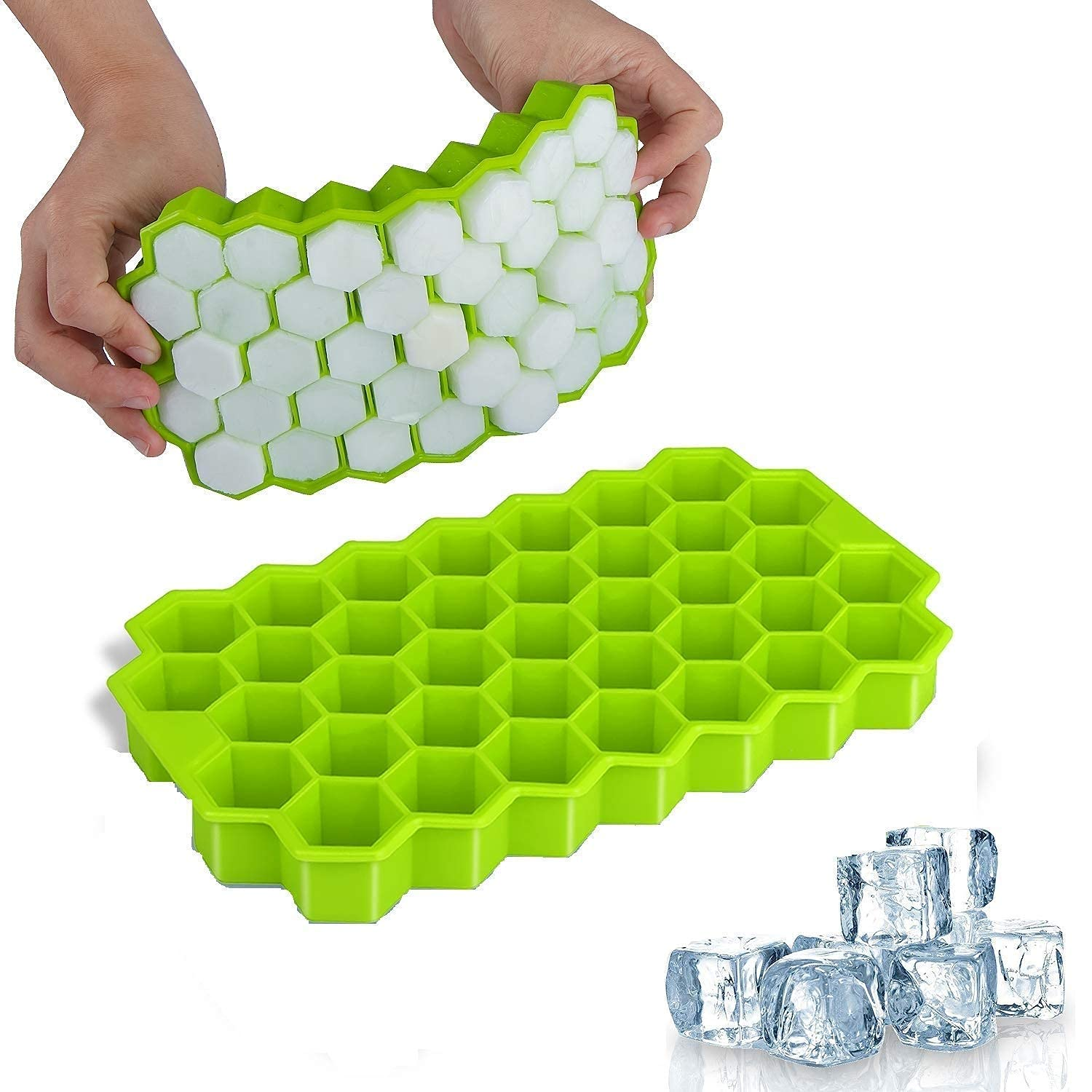Honeycomb Silicone Ice Cube Tray Food Grade Flexible Ice Mould for Freezer Reusable Non Stick Ice Maker for Drinks Chocolate Jelly Baby Food Random Color