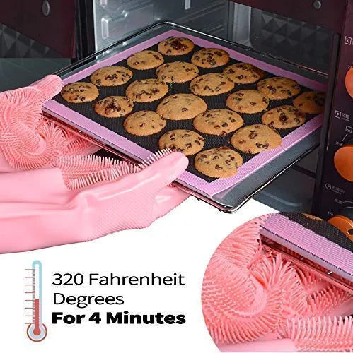 Reusable Silicone Dishwashing Gloves with Built In Scrubber Multipurpose Cleaning Gloves