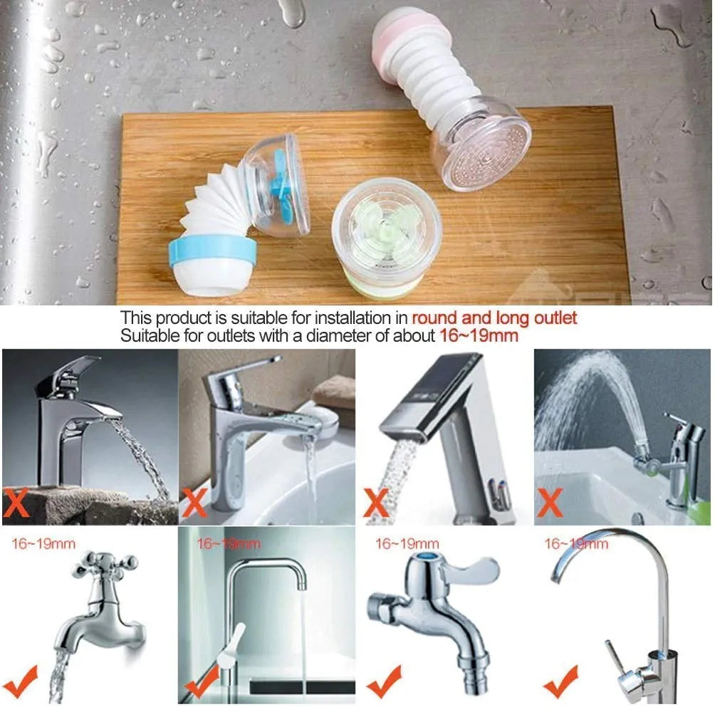 360° Swivel Faucet Extender Water Saving Splash Filter Nozzle Flexible Sink Tap Aerator