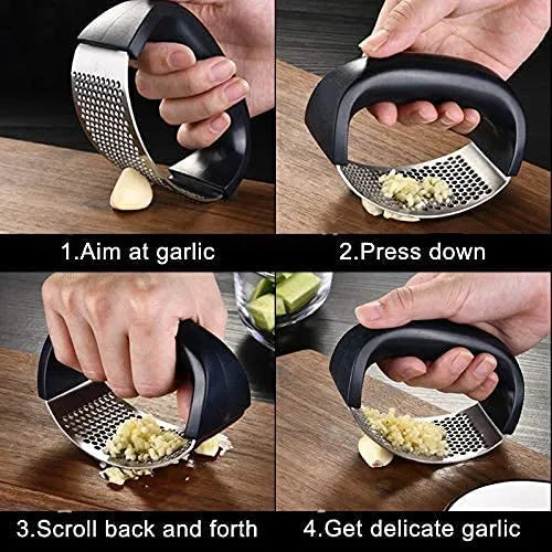 Stainless Steel Garlic Press Crusher Manual Rocking Garlic Mincer