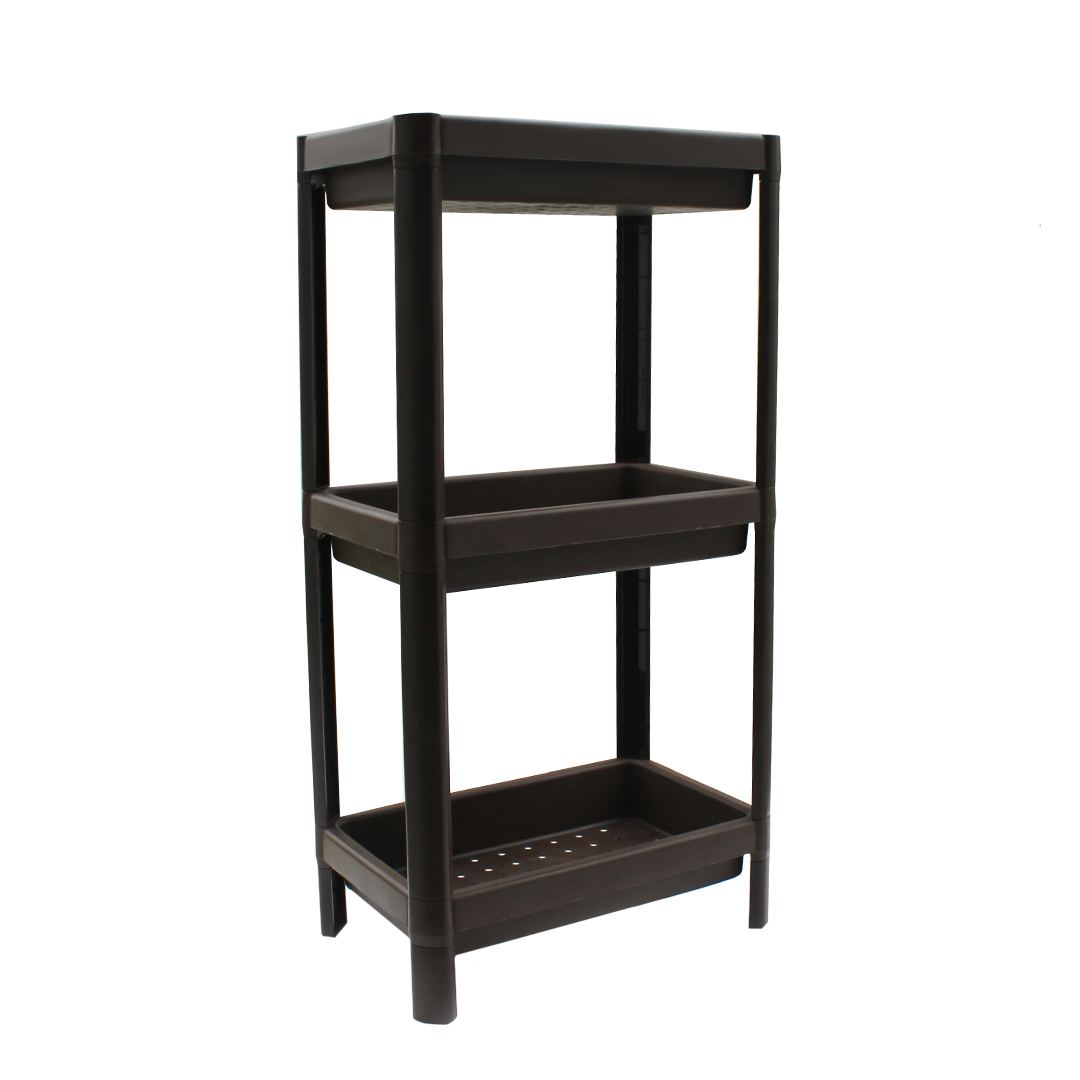 Stack Fit 3 Tier Multi Purpose Rack with Top Storage Box - Brown