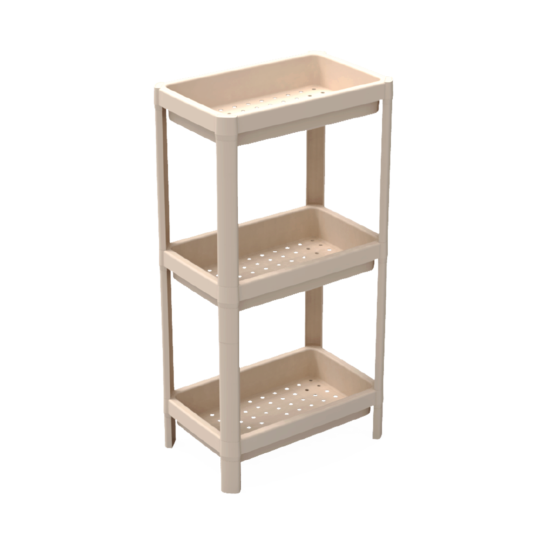 Stack Fit 3 Tier Multi Purpose Rack with Top Storage Box - Beige