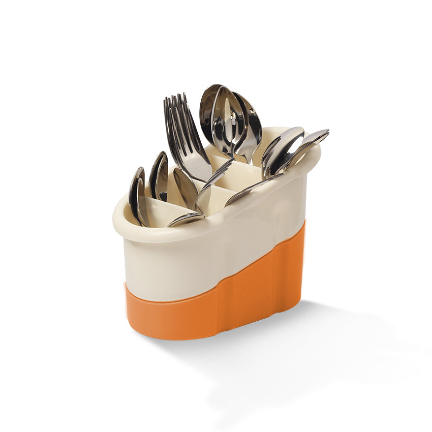 Tulip Cutlery Stand Multi-Purpose Cutlery Stand - Kitchen Spoon, Fork & Utensil Organizer Holder - Orange