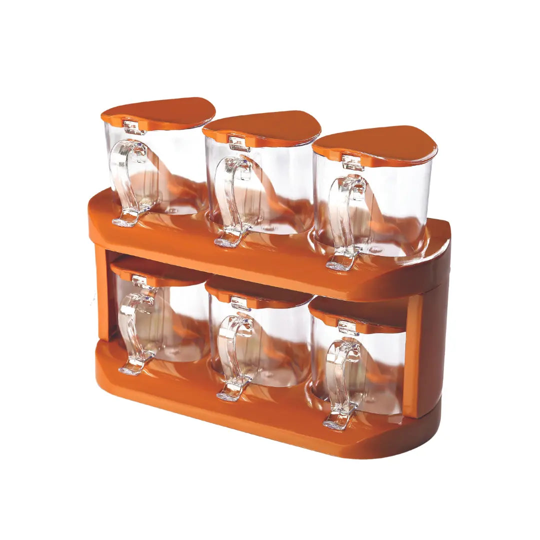 2 Tier Spice Rack Set of 6 Crystal Jars | for Kitchen Counter