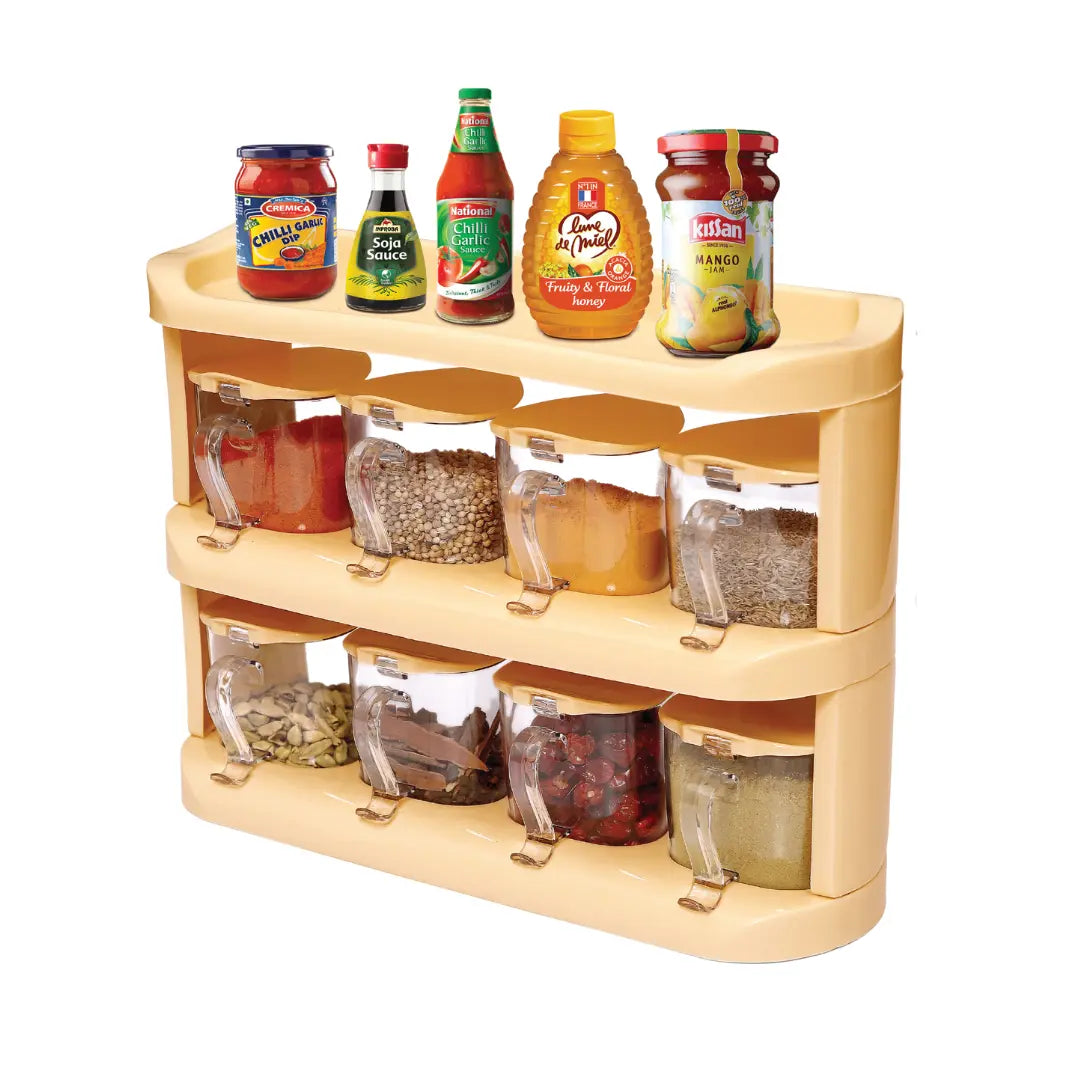 3 Tier Spice Rack Set of 8 Crystal Jars | for Kitchen Counter