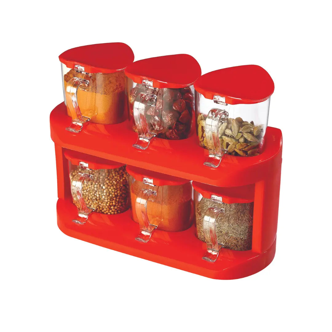 2 Tier Spice Rack Set of 6 Crystal Jars | for Kitchen Counter