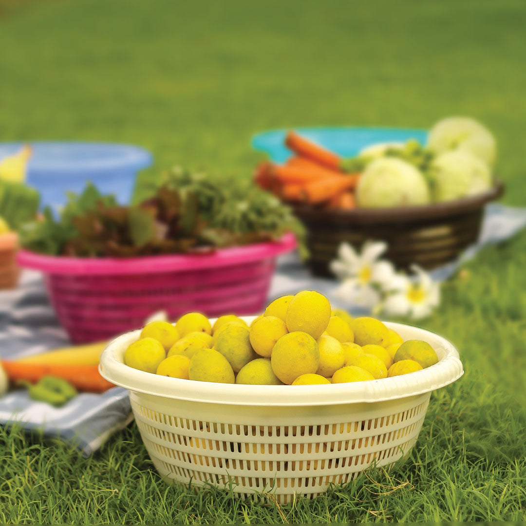 Veggie Basket 2 Piece Set - Multipurpose Plastic Vegetable, Fruit, Bread and Kitchen Storage Basket