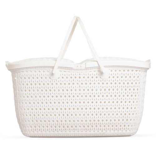 Plastic Picnic Basket | Outdoor Food Storage & Carry Basket - White - Malik Mart P211