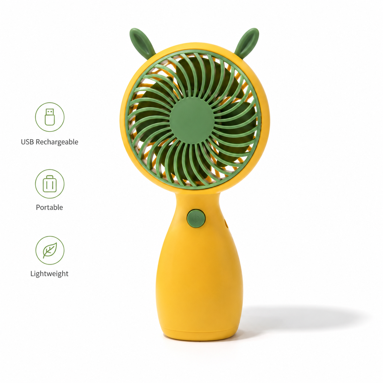 Yellow Cute Mini Rechargeable USB Fan - Portable Handheld Desk Fan