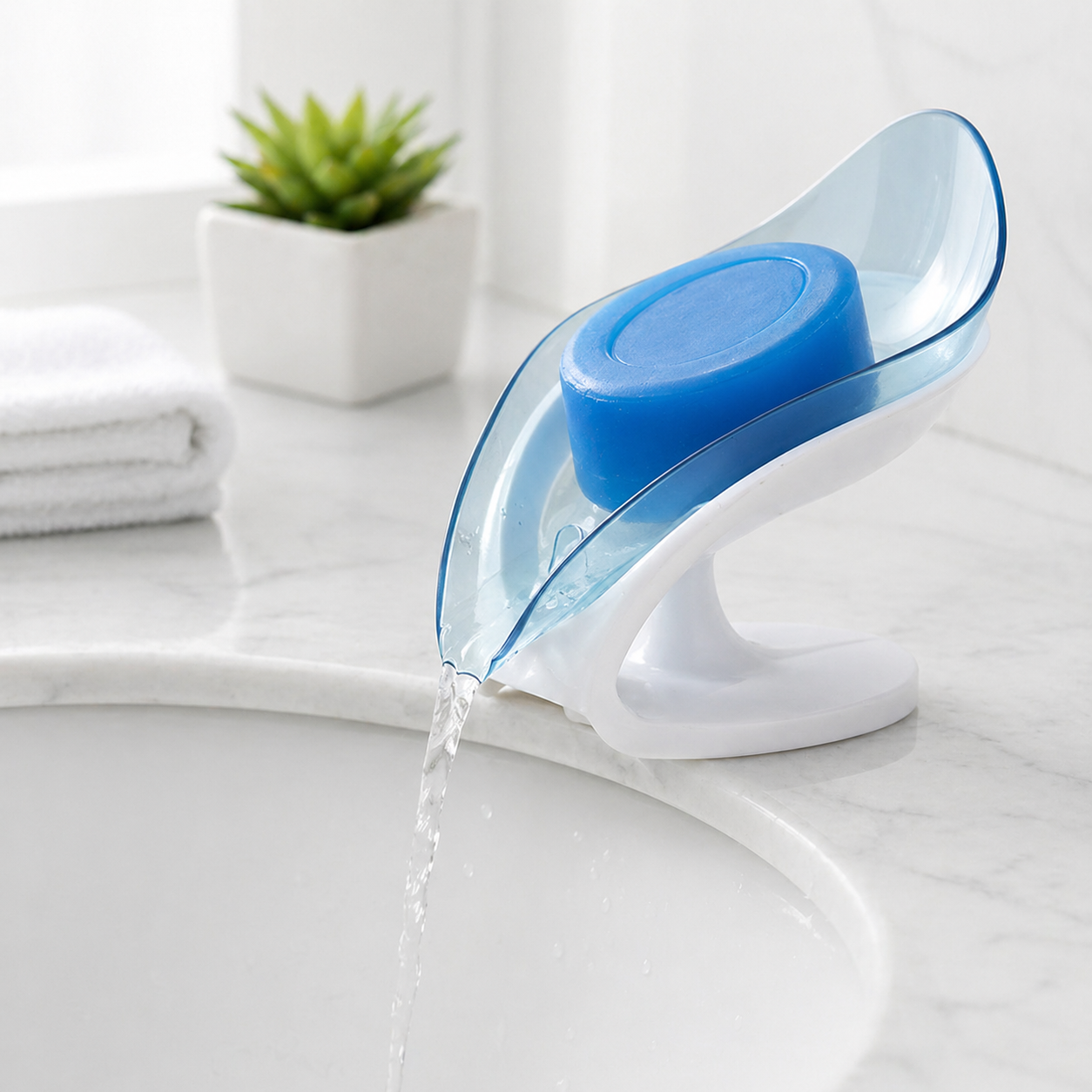 Smart Self Draining Soap Holder for Bathroom Kitchen and Wash Basin